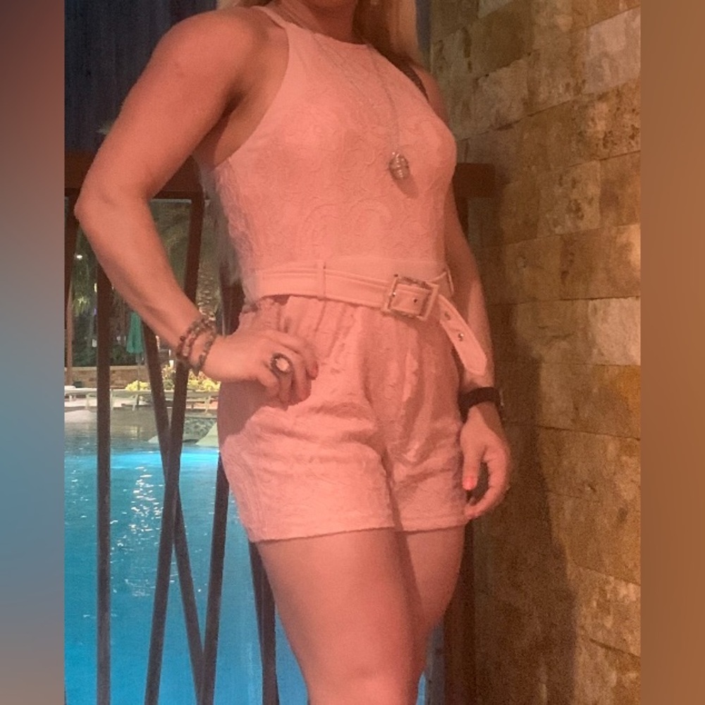 Entry Pink Jumpsuit with Tailored Fit and Belt